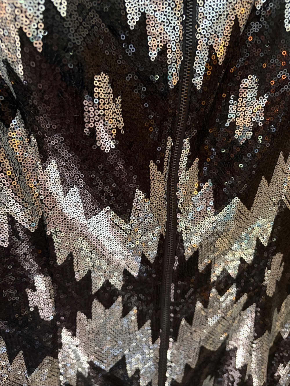 Vince Camuto Black and silver Sequin Cocktail dress with fringe bottom. NWT - Picture 6 of 8